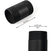 Svart rördel, 40 mm lång, 25 mm i diameter