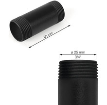 Svart rörnippel, 60 mm lång, 25 mm diameter
