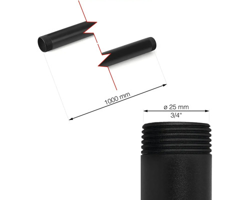 Rörkoppling med måtten 25 mm diameter och 1000 mm längd