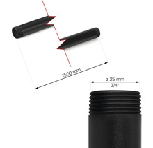 Bild på en rörförlängning med måtten 1500 mm längd och 25 mm diameter