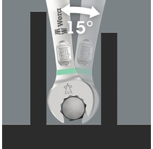 Illustration av en skiftnyckel med en vinkel på 15 grader