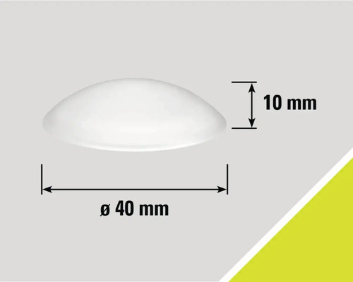 Halvklotformad möbelknapp med en diameter på 40 millimeter och en höjd på 10 millimeter.