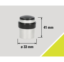 Dörrstopp i metall med måtten 41 mm höjd och 33 mm diameter.