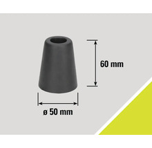 Grå stolsbensskydd, 60 mm hög, diameter 50 mm