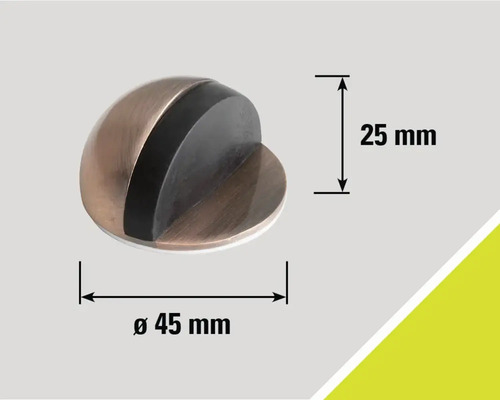 Dörrstopp av metall med en diameter på 45 millimeter och en höjd på 25 millimeter