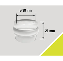 Möbelbenspropp med måtten diameter 38 millimeter och 21 millimeter höjd