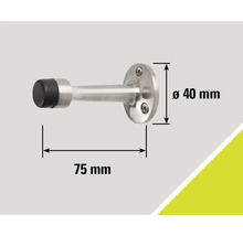Dörrstoppare av rostfritt stål med gummibuffert och måttangivelser