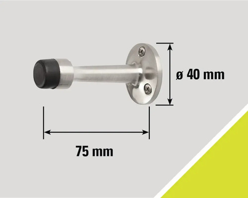 Dörrstoppare av rostfritt stål med gummibuffert och måttangivelser