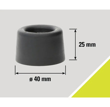 Grå dörrstopp i gummi med måtten 25 mm höjd och 40 mm diameter