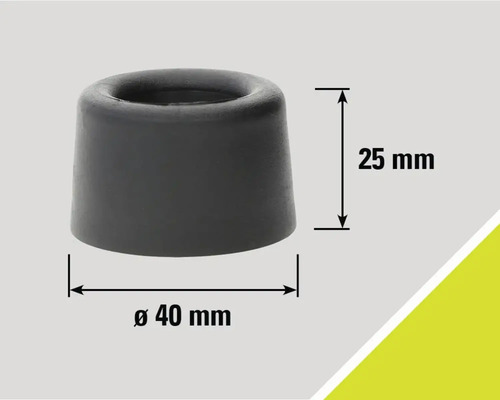 Grå dörrstopp i gummi med måtten 25 mm höjd och 40 mm diameter