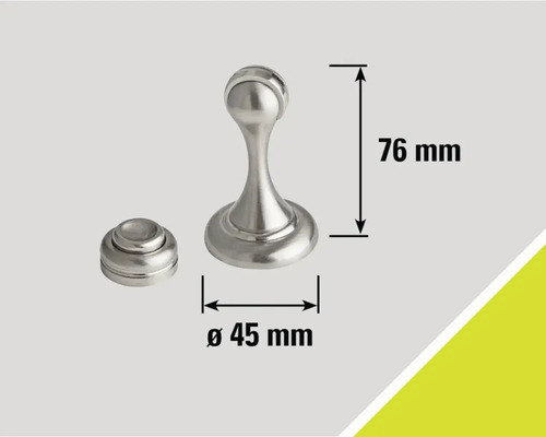 Dörrstopp i metall med måtten 76 mm höjd och 45 mm diameter