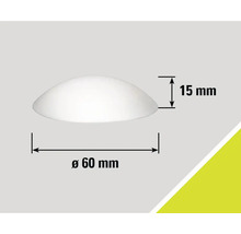 Bild med måttangivelser: diameter 60 mm, höjd 15 mm