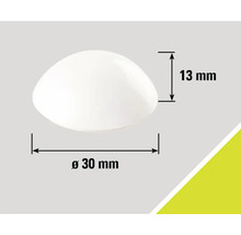 Halvklot, diameter 30 millimeter, höjd 13 millimeter