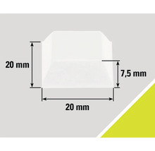 Bild med mått: 20 mm höjd, 20 mm bredd, 7,5 mm djup