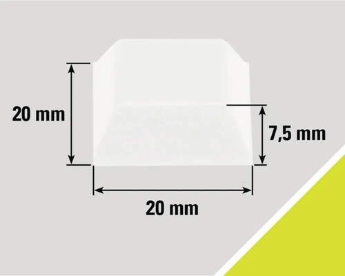 Bild med mått: 20 mm höjd, 20 mm bredd, 7,5 mm djup