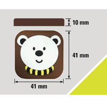 Mått på ett dörrstopp med björnmotiv: 41 mm x 41 mm x 10 mm