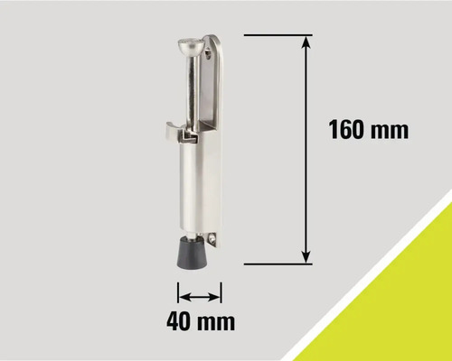 Dörrstopp av metall med måtten 160 mm höjd och 40 mm bredd