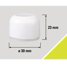 Möbelglidare av plast med måtten 30 mm diameter och 23 mm höjd
