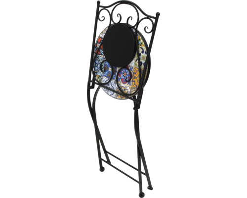 Hopfällt sidobord i metall med mosaikplatta