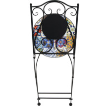 Dekorativ serveringsvagn med kakelmönster och metallram