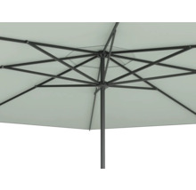 Detaljvy av ett parasoll med metallram