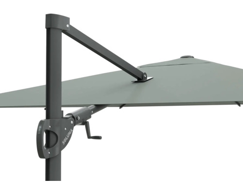 Detaljbild av ett Soluna parasoll med vev mekanism