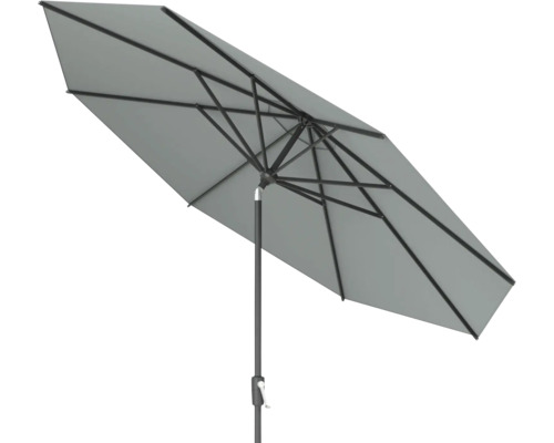Grått rektangulärt parasoll med vevmekanism
