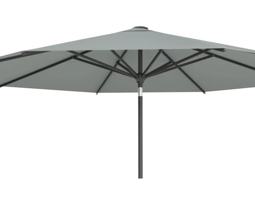 Grått trädgårdsparasoll med stålram