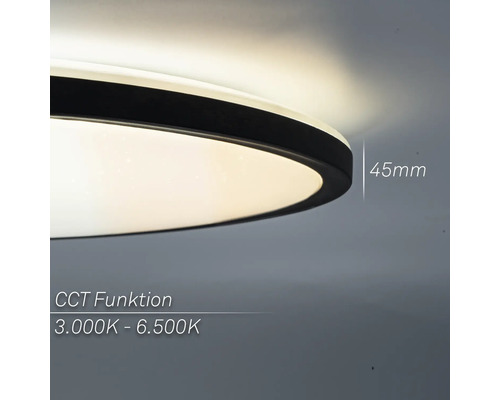 Detaljbild av en LED-taklampa med en höjd på 45 millimeter och CCT-funktion 3000 till 6500 Kelvin