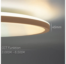 Detalj av en rund LED-taklampa med en höjd på 45 mm och en CCT-funktion från 3 000 K till 6 500 K.