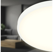 Närbild av en rund taklampa som avger starkt ljus