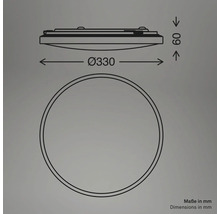 Teknisk ritning med produktens mått: diameter 330 mm, höjd 60 mm.