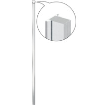 Duschstång med rektangulär profil och detaljvy