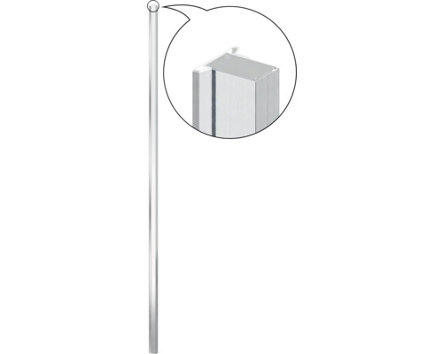 Duschstång med rektangulär profil och detaljvy