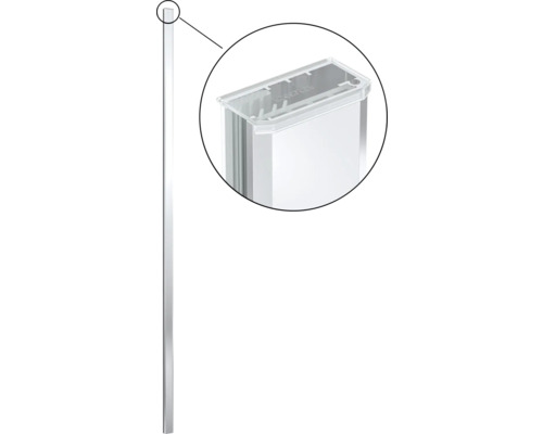 Väggprofil JUNGBORN Tria till duschvägg borstad krom blank 2100mm 20mm Duschkabinprofil med förstoring av det övre hörnet