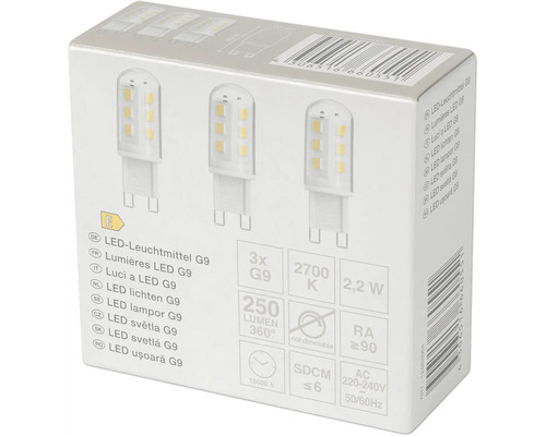 Förpackning LED-lampor G9, 3-pack