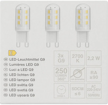 Tre G9 LED-lampor