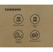 Produktfunktioner: 420 lysdioder, 150 cm höjd, lämplig för inomhus- och utomhusbruk, strömanslutning