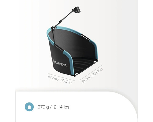 Gardena lövsäckshållare med Gardena logotyp, mått 44 x 53 centimeter, vikt 970 gram