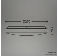 Måttritning av en lampa, diameter 270 mm, höjd 70 mm