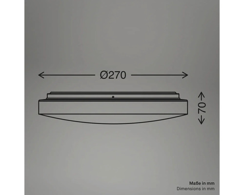 Måttritning av en lampa, diameter 270 mm, höjd 70 mm