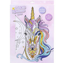 Måla efter nummer set Enhörning med tre penslar och tolv akrylfärger