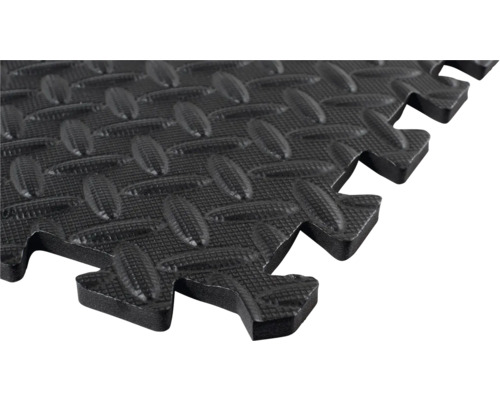 Svart, sammanlåsande golvskyddsmatta med diamantmönster