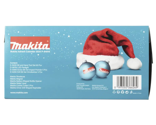 Makita adventskalender 2025 P-84816 med verktygssats och tillbehör