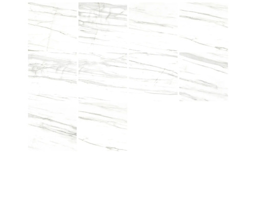 Flera vita plattor med marmorlook