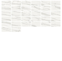 Arrangemang av väggplattor med marmorlook.