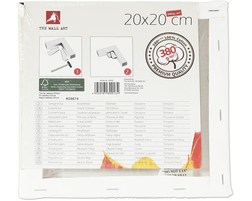 Målarduk 20x20 cm, lämplig för akrylfärger, oljefärger, gouache och tempera