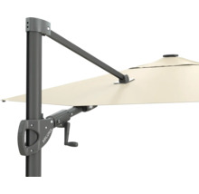 Detaljvy av ett Soluna parasoll med vevmekanism