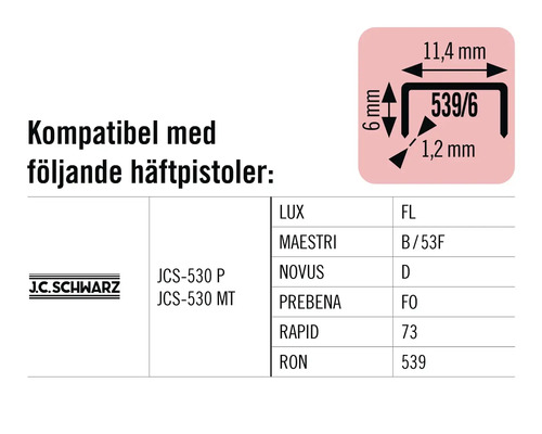Information om kompatibilitet för häftpistoler