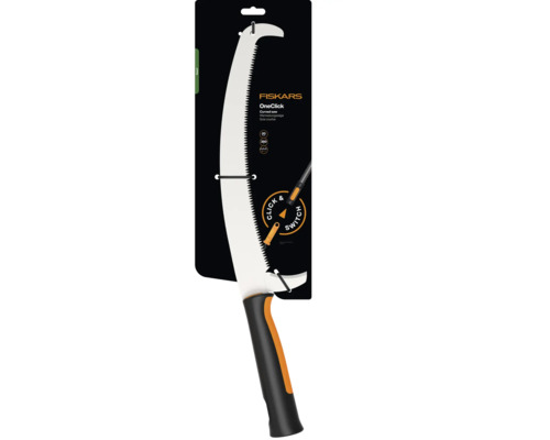 Fiskars OneClick böjd grensax i förpackning